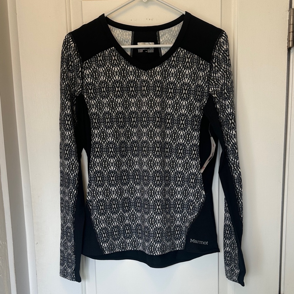Marmot Black and White Geometric Long Sleeve Shirt